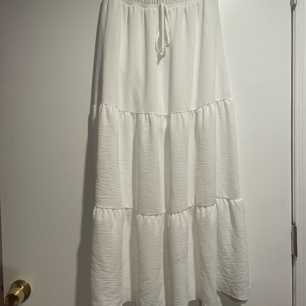 See You Monday White Tiered Maxi Skirt
